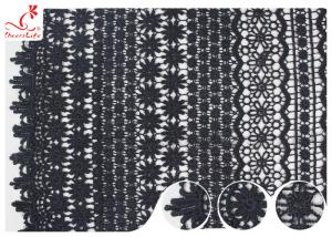 China 120CM Width Eco Dyeing Black Lace Fabric With Floral Pattern High Color Fastness on sale