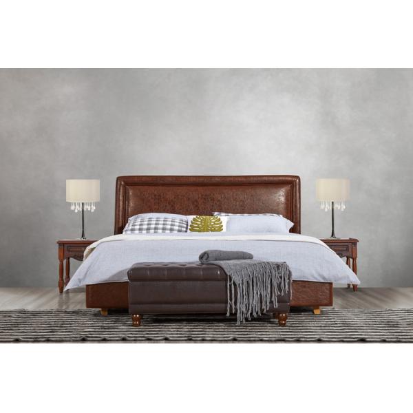 Leather Upholstered Headboard Custom Bed in hotel Guestroom king and queen size bedroom Wooden bed in High quality