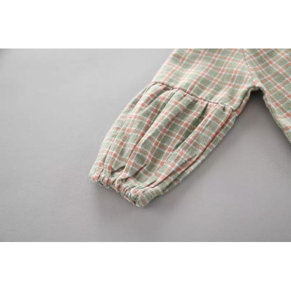 Girls Outfit Sets Bubble Sleeve Shirt Shoulder Band Lapel Pink Denim Overalls