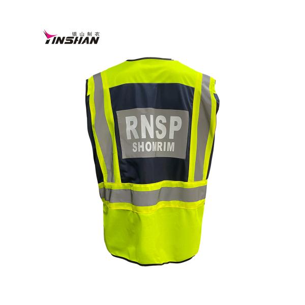 Fluorescent Yellow Customized Logo High Visibility Reflective Vest for Security Guards