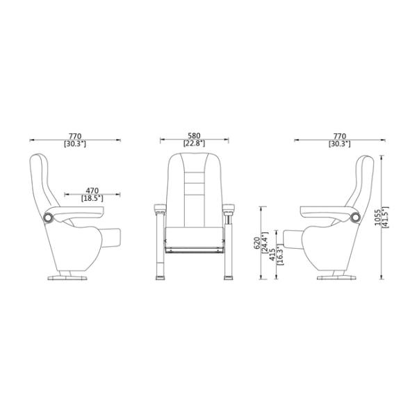 High Back Theater Seating Furniture Chairs Vented Seat Pan Design Commercial Furniture