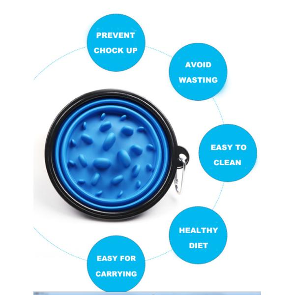 Portable Slow Feeder Large Collapsible Dog Bowl 35oz For Food Water