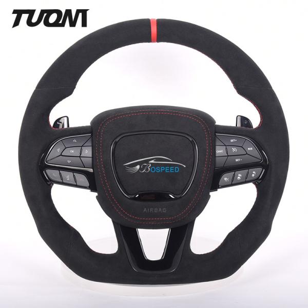 380mm Interior Charger Dodge Carbon Fiber Steering Wheel Alcantara Red Stitch