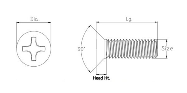 Countersunk Flat Head Screw With Zinc Plating
