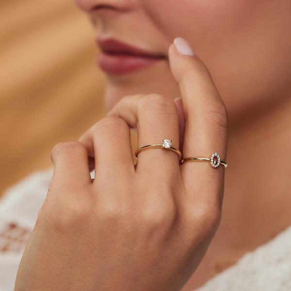 9K Gold Ring With Silver Diamond Engagement Ring For Women