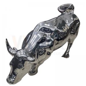Quality 201 304 316 Cow Shape Sculpture Stainless Steel Metal Fabrication With 8k Mirror Surfcae for sale