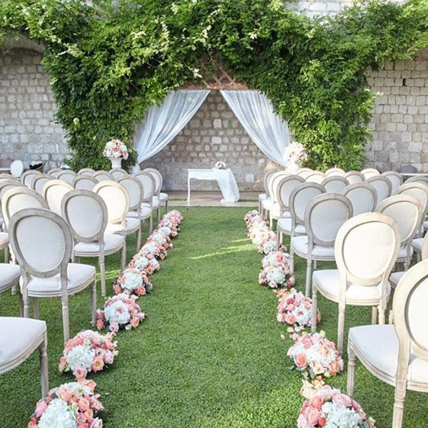 Louis Banquet Dining Chair 100cm Wedding XVI Round Back Estates Garden