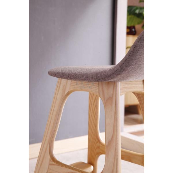 Ash Wood Fabric Modern High Wooden Bar Chair
