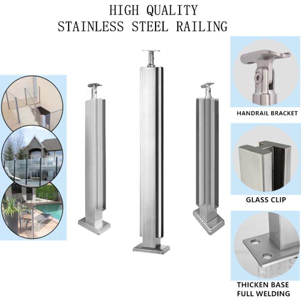 Hardware Accessory Square Stainless Steel Balustrade Posts Anti Corrosion Balcony Railing Posts Handrail Posts