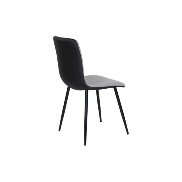Four Tapered Metal Legs Grey Side Chair With Polyurethane Upholstered
