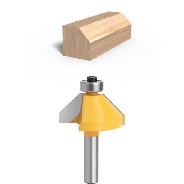 YingBa Professional Tool Manufacturer 8mm Shank 45 Degree Carbide Bevel Edge Trimming Bits for Wood Woodworking Bits