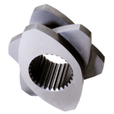 3 Flighted Single Spline Co-Rotating Parallel Twin Screw Extruders Machine Parts 71mm OD W6Mo5Cr4V2 Material