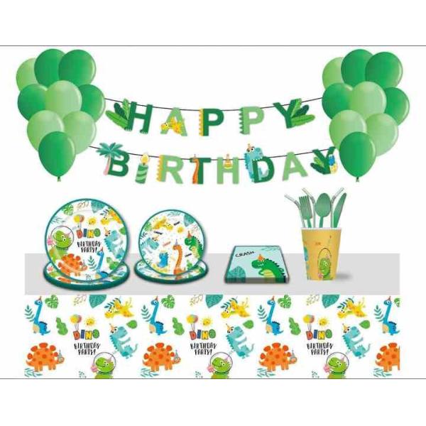 Party Decoration Paper Plate Set Dinosaur Theme Banner Cutlery Tableware Set Paper Plate Set