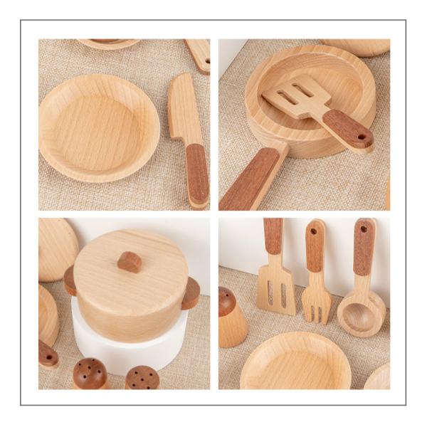 Children'S Log Wooden Kitchen Toy Set Simulation Mini Educational