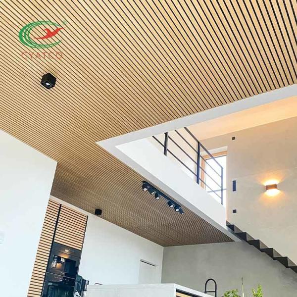 Tasteless Ceiling Sound Absorbing Wood Panels Mildewproof Nontoxic
