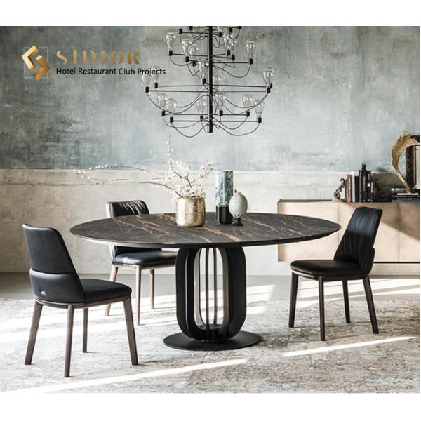 Hot Sell Dining Table, Restaurant Table Desk, Buffet Dinning Table, Canteen Table, Man Made Marble Top, Metal Base