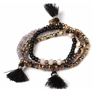 Women Accesories Multi Rows Crystal Bracelet, wholesale black quarz stone