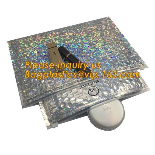 air mail metallic holographi rose gold bubble padded mailer / Zip lockk bubble bag/ slider bubble bag,Holographic Factory