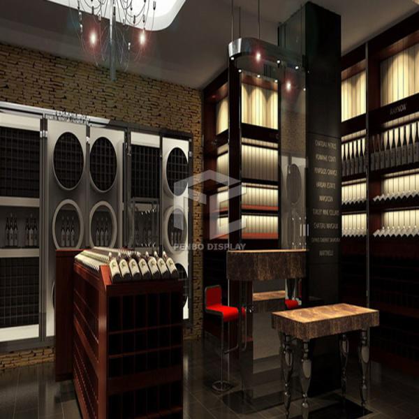 T5 LED Wine Display Cabinet For Shop 5mm Thick MDF Acceptable