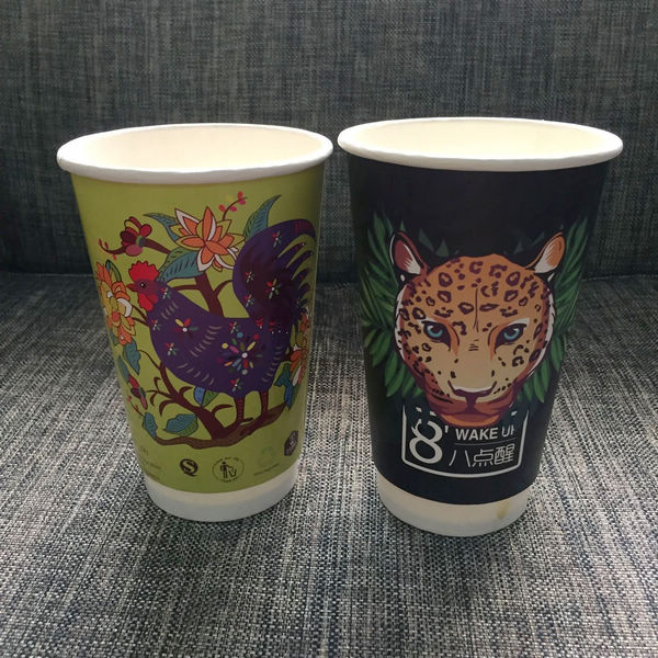 Hot Drink Disposable Paper Cup 16 Oz With Lids And Straws Light Weight