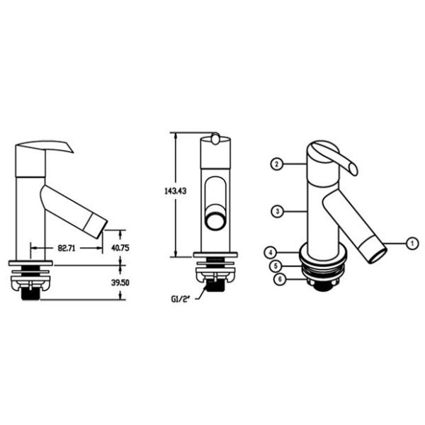Contemporary Deck Mounted Single Cold Water Taps / Single Lever Basin Faucets