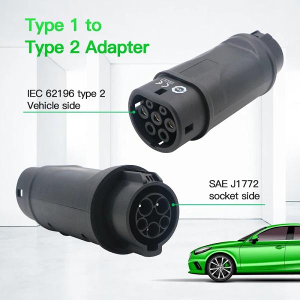 EVSE Adaptor 16A 32A Electric Vehicle Car EV Charger Connector Type 1 To Type 2 EV Adapter