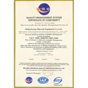 Shijiazhuang Minerals Equipment Co. Ltd Certifications
