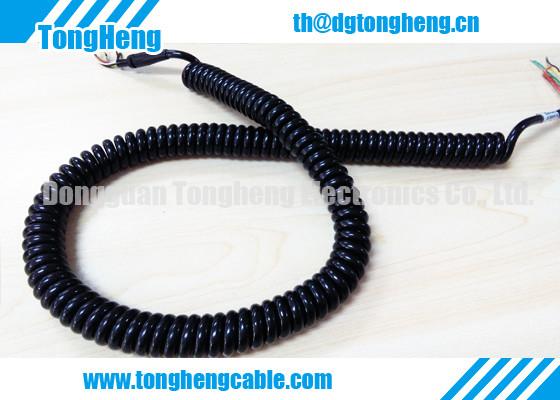 Glossy Black PUR Jacket Customized Retractable Spring Cable High Resilience Force