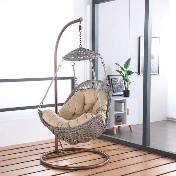 Metal Lazy Balcony Rocking Chair Family Hanging Basket Rattan Chair Swing for Outdoor