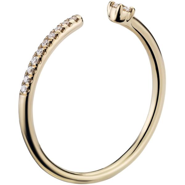 9k Yellow Gold Ultra Mini Diamond Pavé Open Stackable Fashion Ring in 14k Yellow Gold