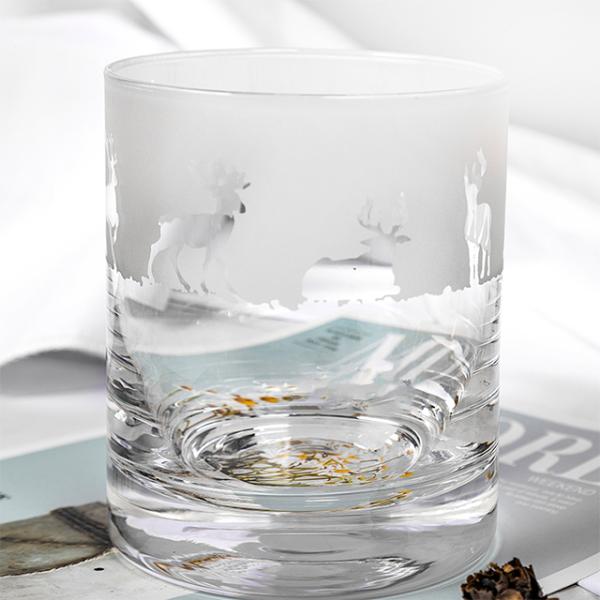 Hot Selling Lead-Free Crystal Whiskey Glass Sandblasted Sea Wave Glass Custom Glass