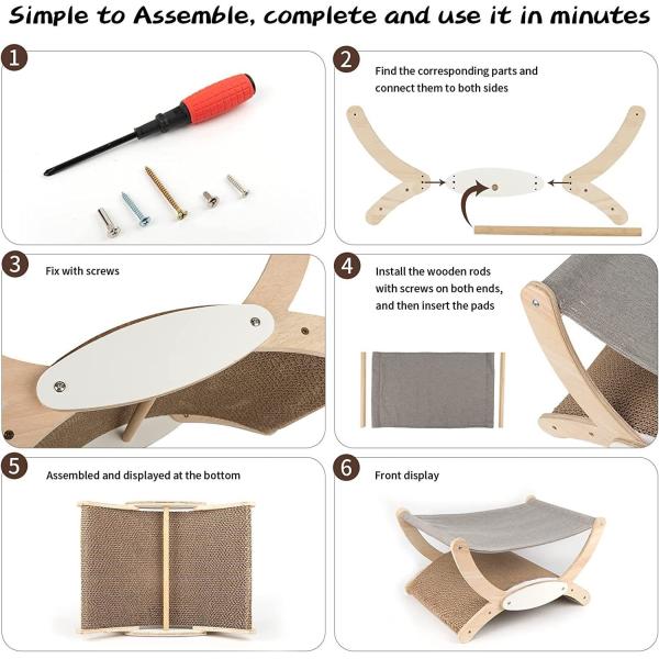 Cat'S Nest Wooden Cat Bed Swing Cat Rocker Chair All Seasons Removable And Washable Cat'S Bed Cat'S Scratch Board