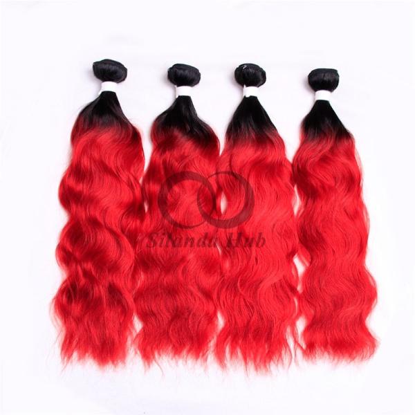 #T1B/Red Natural Wave Remy Human Hair Bundles Sew In Weave Bundles Brazilian Bundle Deals