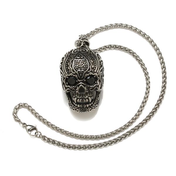 Wholesale Men Fashion Jewelry Cool Hip Hop Vintage Skull Head Pendant Necklace