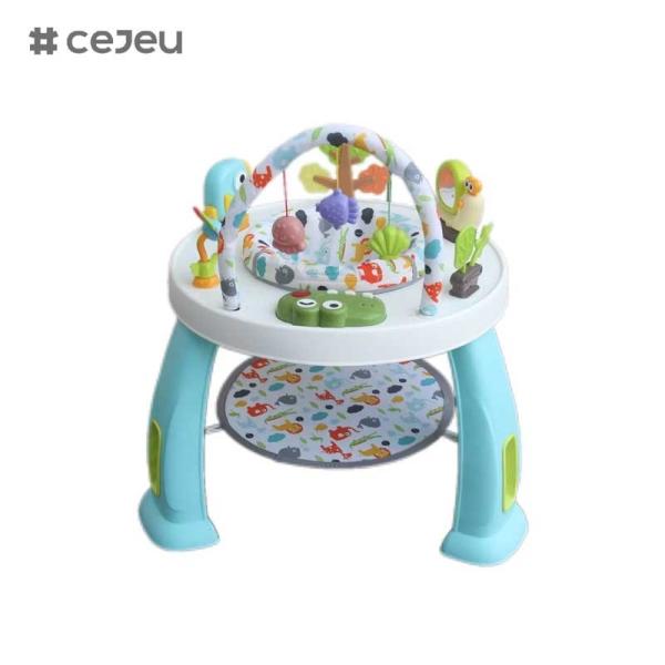 CJ-XTD-901 3-in-1 Multi-Functional Children's Activity Table Baby Walker and Interesting Building Block Set with Plastic Frame