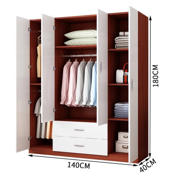 E1 grade Wooden Modern Wardrobe Cabinet Clothes Closet With Drawer