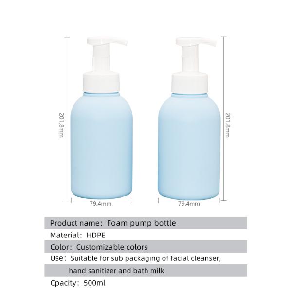 16oz 500ml Foam Pump Bottles Blue Hdpe Pp Hand Wash Packaging