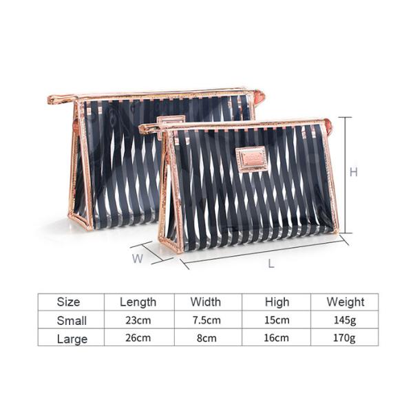 Black Stripes Portable Washing Bag , Waterproof Transparent Makeup Bag