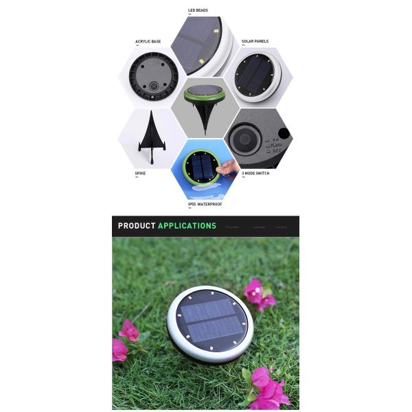 Buried Type LED Solar Ground Lights For Floor Deck Stake Lighting With 8 LEDs