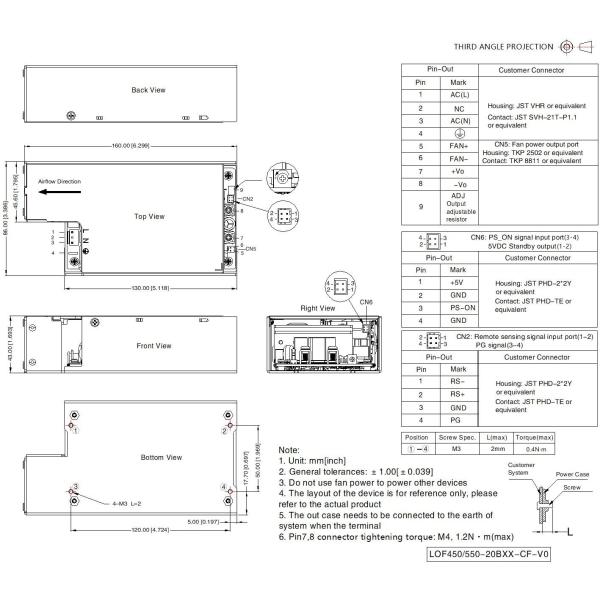 450W High Power Switching Medical AC DC Power Supply 305VAC Input With PFC Function
