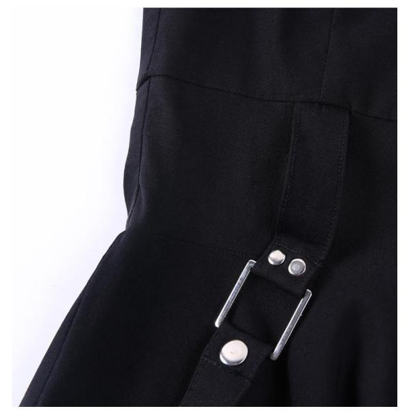 European and American modern punk style dark black sexy mesh stitching perspective hollow dress