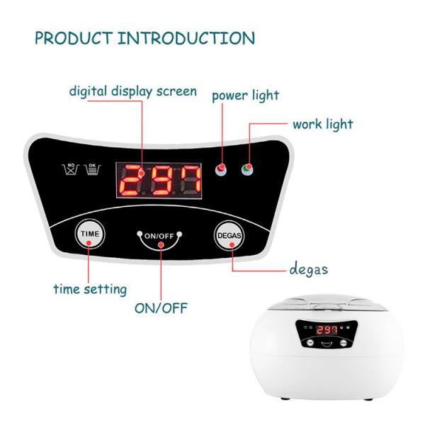 Skymen 0.6L 35W Sonic Ultrasonic Jewelry Cleaner Onboard Buttons