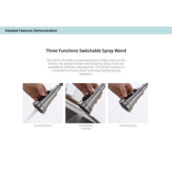 Three Mode Spray Head Kitchen Faucet Touch Control Kitchen Tap CUPC 5.24L/Min