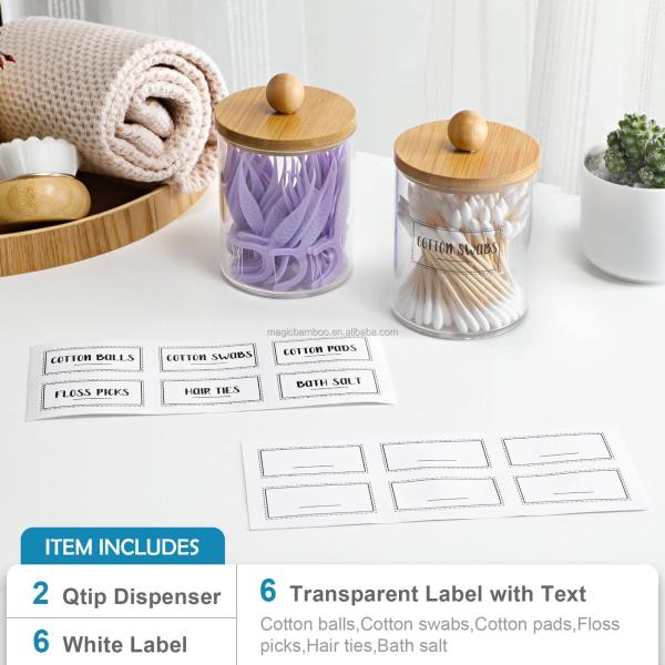 MEDICAL KIT Multifunction Cotton Swab Holder Dispenser Storage Tank With Bamboo Lids