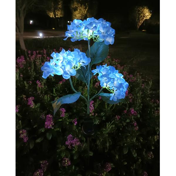3 Heads Flower Solar Hydrangea Lights Outdoor Garden LED Simulation Flower Lights