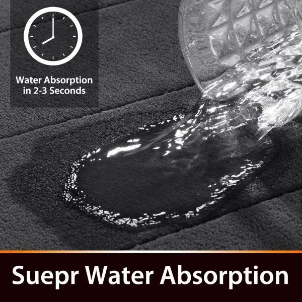 Comfortable and Durable Rectangle Memory Foam Bath Mat Rug 3pcs Bathroom Floor Rugs