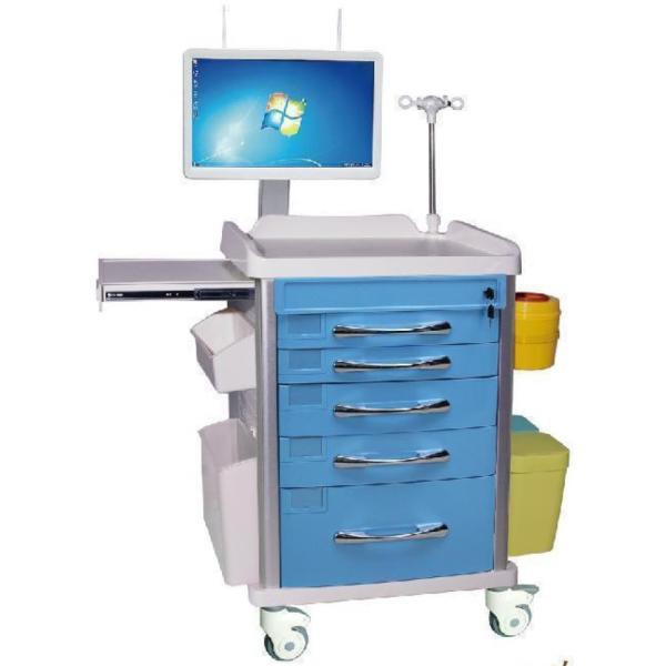 Integrated Wireless Medicine Emergency Crash Cart Nursing Trolley With Display Holder