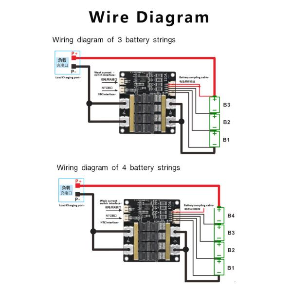 Enerkey Li-ion Battery Management System BMS 3S 12V 80A-120A For Energy Storage Battery Pack