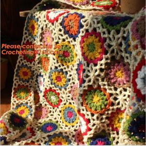 Handmade crochet hook Daisy striped blanket, Cashmere knitted blanket, sofa