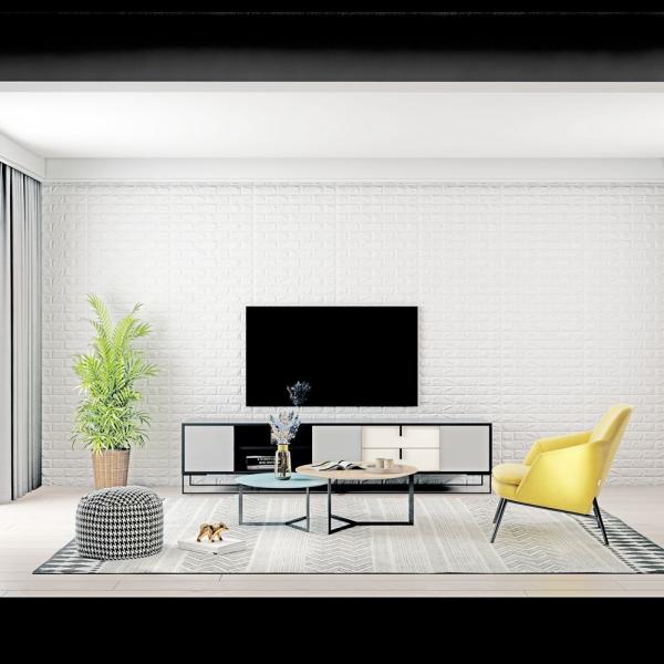 Soft Packages Design Style Waterproof Moistureproof 3D PE Foam Brick Wall Sticker 10mm Thick White Color Wall Decor Wallpaper